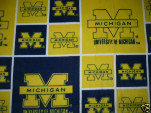 UNIVERSITY OF MICHIGAN COLLEGE LICENSED FLEECE FABRIC  