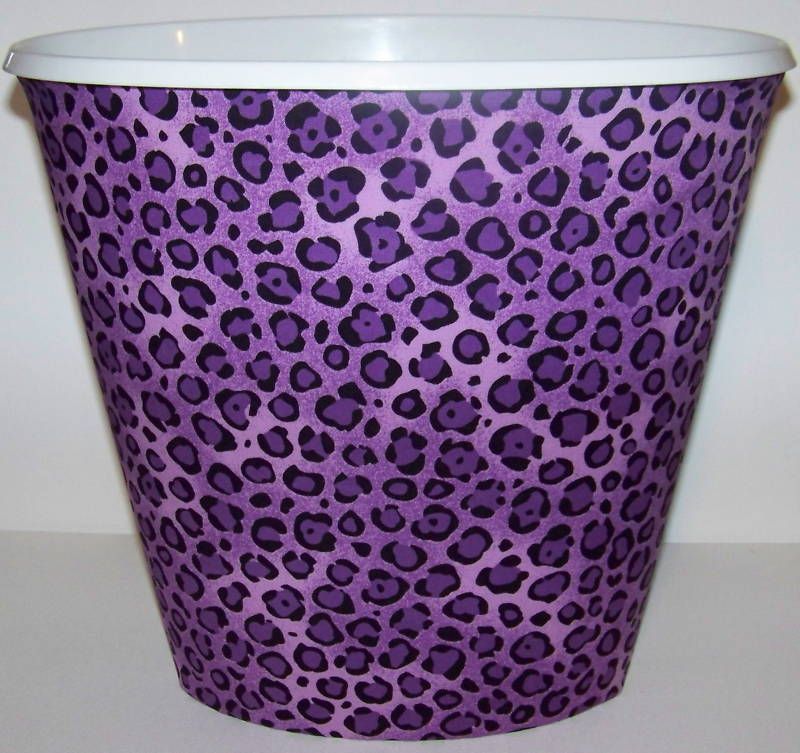 NEW CHEETAH LEOPARD PURPLE BLACK WASTEBASKET TRASH CAN  