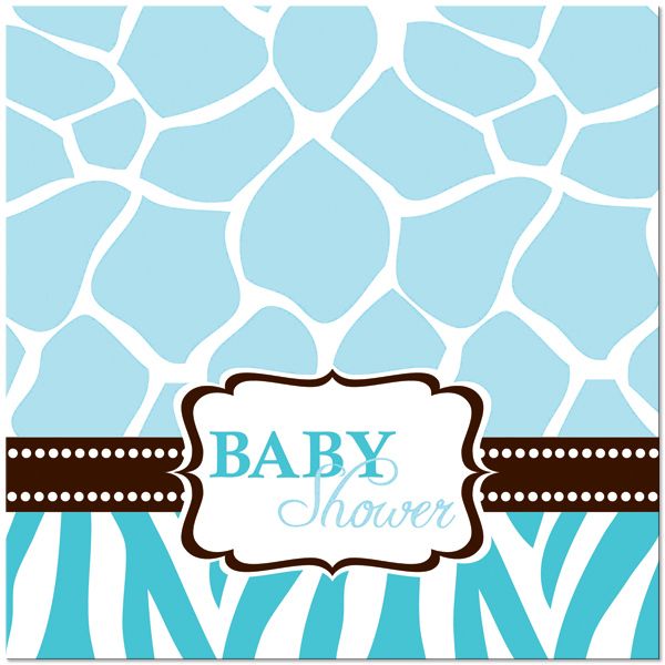 16 Wild Safari Blue Giraffe Baby Shower Lunch Napkins 073525924854 