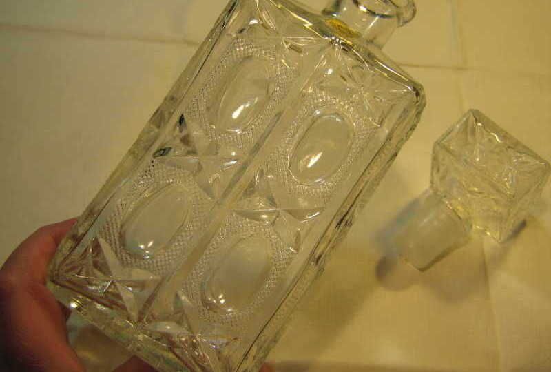 Vintage Glass Decanter Oberglas Austria Label  