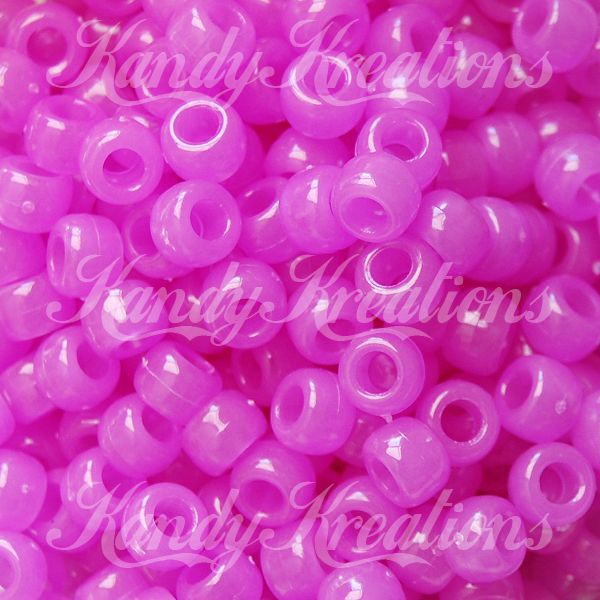 100 PURPLE GLOW IN THE dark pony beads 6x9mm 4 bracelets cuffs kandi 