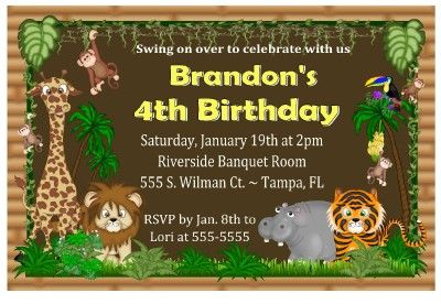 JUNGLE SAFARI BIRTHDAY BABY SHOWER INVITATIONS DIGITAL  