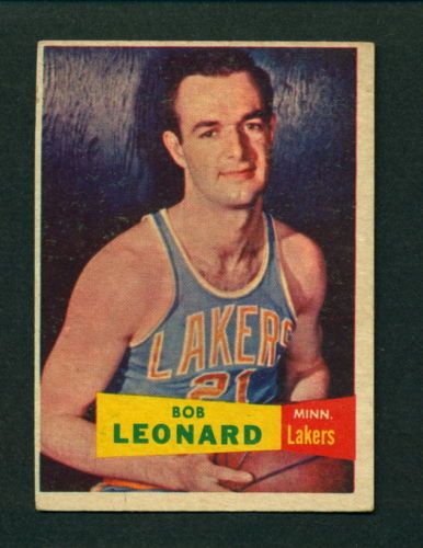 1957 58 TOPPS BASKETBALL 74 BOB LEONARD LAKERS RC NM  