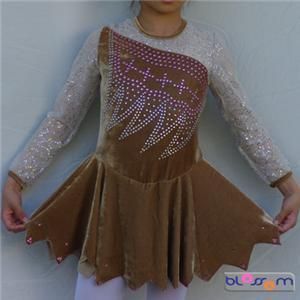 Brown Violet Velvet Ice Skating Dress 8 10yrs GI029R  