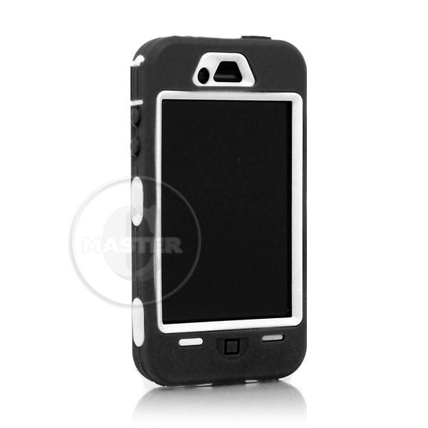 TOUGH G SHOCK HEAVY DUTY HARD CASE iPHONE 4 BLACK/WHITE  