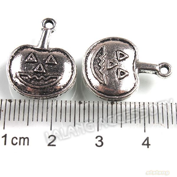 250pcs Antique Silver Plate Pumpkin jack o lanterns Pendants Findings 