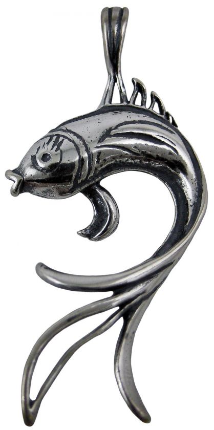 Sterling Silver Koi Fish Pendant Courage Strength  