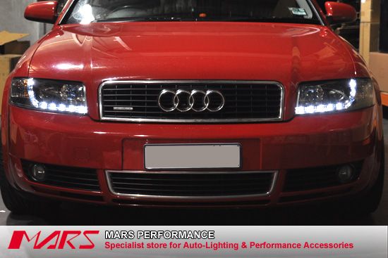 LED DRL R8 Projector Headlight AUDI A4 S4 B6 00 05 RS  