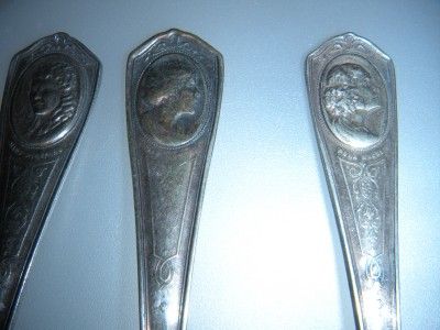 SET OF 7 ANTIQUE MOVIE STAR SOUVENIR SPOONS BY ONEIDA  