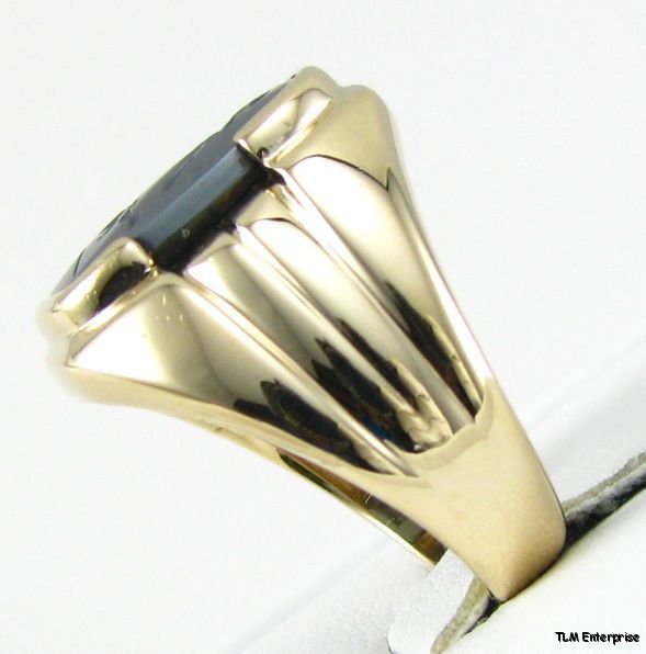   Greek Warrior Intaglio RING   10K Yellow GOLD Mens Estate  