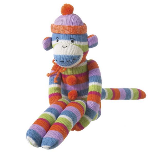 MONKEEZ 22 SOCK MONKEY HAT PLUSH DOLL   PINK STRIPE  