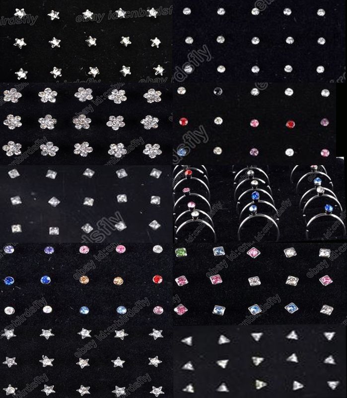   body jewelry lots stainless steel Nose stud piercing & display  