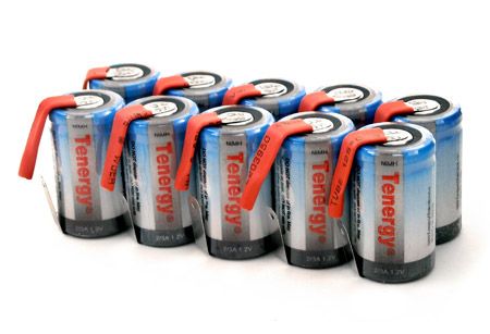 10 Tenergy 2/3A 1600mAh NiMH Batteries (w/ Tabs)  