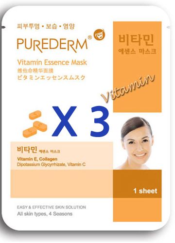 Essence Facial Mask Sheet Pack 1Set 3pcs (7Type) Collagen&Vitamin/100 