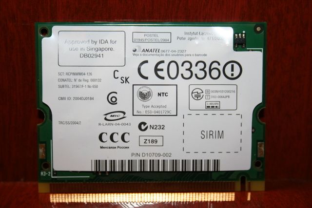 WIFI NETWORK CARD INTEL HP DV4000 802.11B/G 378973 001  