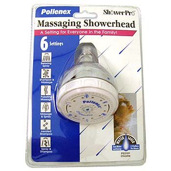 POLLENEX 6 MASSAGE SETTINGS CHROME SHOWER HEAD NEW  