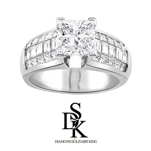 75 carat F G Princess Cut Diamond Engagement 18K Ring  