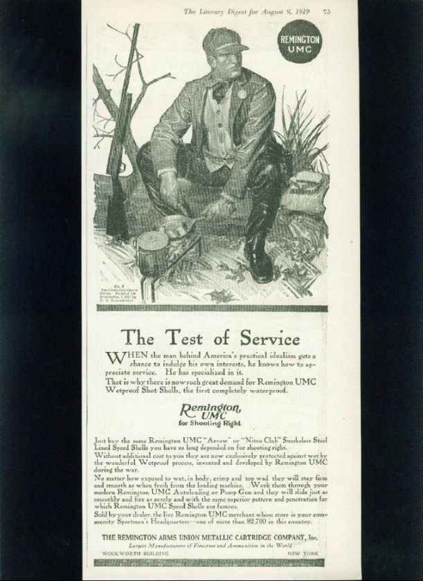 1919 Remington Arms/Rifle Co. Ad   The Test Of Service  