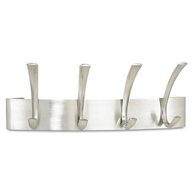 SAFCO PRODUCTS 4205SL Metal Coat Racks, Silver, Steel, Wall Rack, Four 