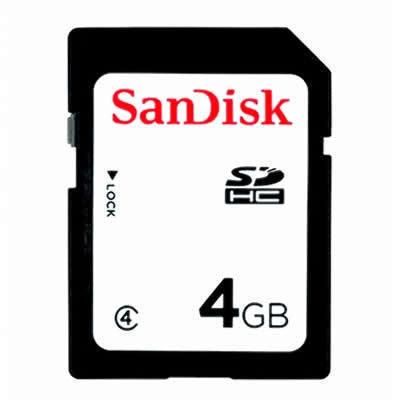 Sandisk 4GB SD Card, Class 4, SDHC Secure Digital Memory, Brand New 