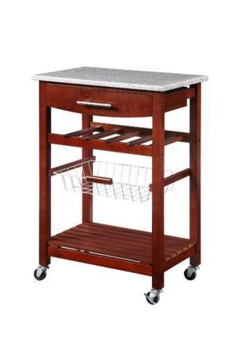 New Kitchen Island Rolling Cart w/ Granite Top 22x16  