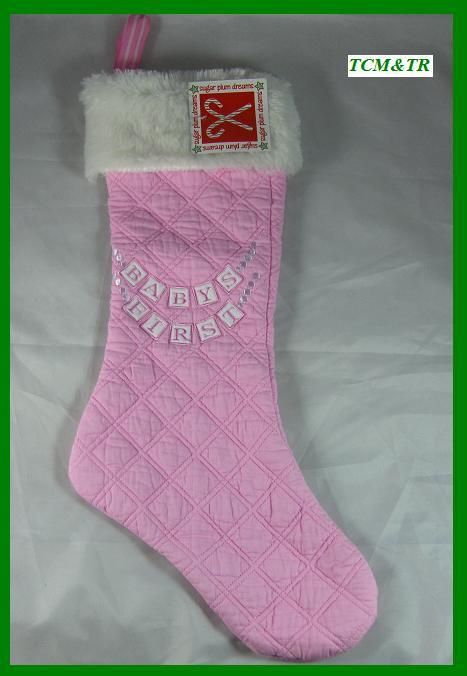   Plum Dreams Babys First Quilted Christmas Stocking NWT Pink  