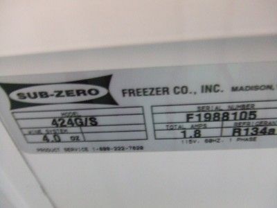 SUB ZERO 24 STAINLESS BUILT IN WINE STORAGE CHILLER REFRIGERATOR 