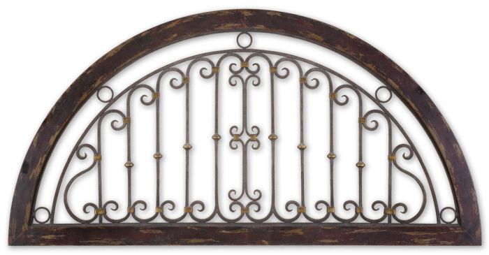 XL TUSCAN Wrought Iron Scroll WALL GRILLE Half Round Panel Scrolled 72 