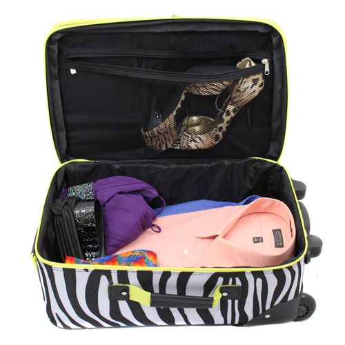 Rockland 2 Pc Upright Carry On Luggage Set   Lime Zebra  